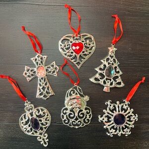 6 Lenox, Silver Plated Christmas’s Ornaments